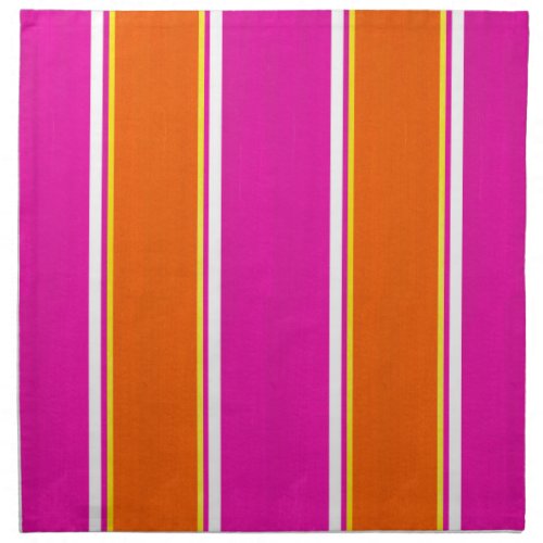 Hot Pink Orange Cabana Stripes Cloth Napkin