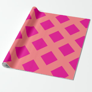 Hot Pink Orange Checker Patterns Boho Colorful Wrapping Paper