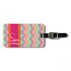 Hot Pink & Orange Chevron Pattern with Monogram