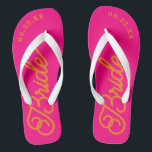 Hot Pink Orange Custom Bridal Wedding Flip Flops<br><div class="desc">These flip flops are perfect for the soon-to-be Mrs! Customize with your wedding date and wedding colors.</div>
