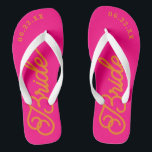 Hot Pink Orange Custom Bridal Wedding Flip Flops<br><div class="desc">These flip flops are perfect for the soon-to-be Mrs! Customize with your wedding date and wedding colors.</div>