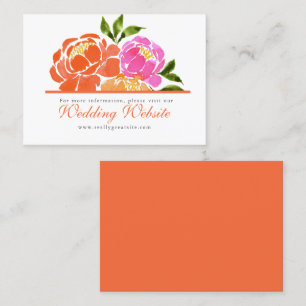 Hot Pink Orange Floral Wedding Website Business Card