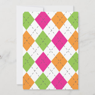 Hot Pink, Orange & Lime Argyle Invitation