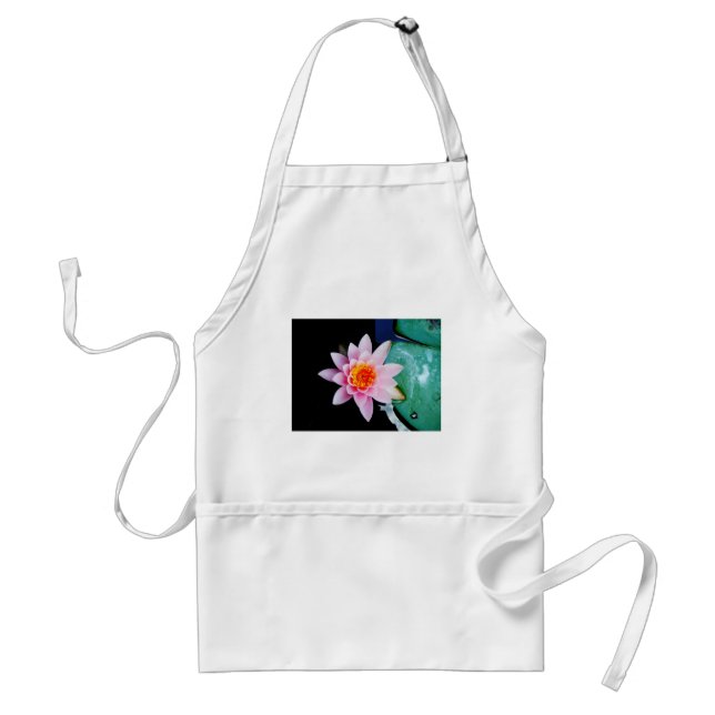 Hot Pink & orange lotus water lily flower Adult Apron (Front)