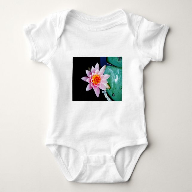 Hot Pink & orange lotus water lily flower Baby Bodysuit (Front)