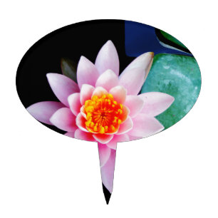 Hot Pink & orange lotus water lily flower Cake Topper