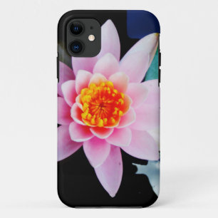 Hot Pink & orange lotus water lily flower iPhone 11 Case