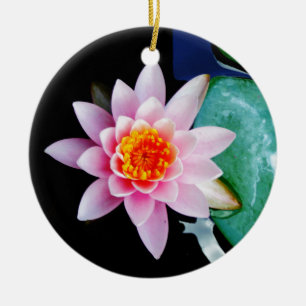 Hot Pink & orange lotus water lily flower Ceramic Ornament