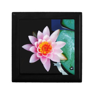 Hot Pink & orange lotus water lily flower Jewelry Box