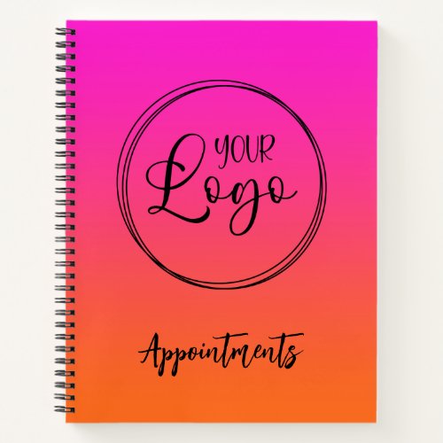 Hot Pink Orange Ombre Appointments Business Logo Notebook