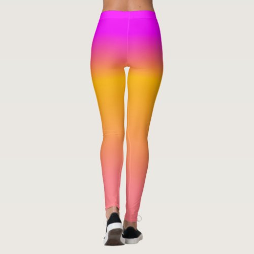 Hot Pink Orange Ombre Gradient Leggings