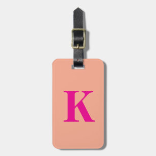 Hot Pink Orange Peach Monogram Name Gift 2025 Luggage Tag