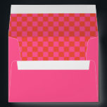 Hot Pink Orange Retro Checkerboard Bridal Shower Envelope<br><div class="desc">Bold Hot Pink Orange Red Retro Checkerboard Bridal Shower Envelope</div>