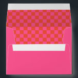 Hot Pink Orange Retro Checkerboard Bridal Shower Envelope<br><div class="desc">Bold Hot Pink Orange Red Retro Checkerboard Bridal Shower Envelope</div>