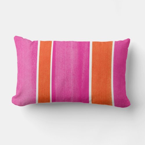 Hot Pink Orange Stripes Outdoor Pillow