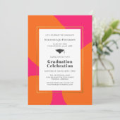 Hot Pink Orange Trendy Graduation Party Invitation (Standing Front)