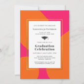 Hot Pink Orange Trendy Graduation Party Invitation (Front)