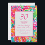 Hot Pink Orange Watercolor Flowers 30th Birthday Invitation<br><div class="desc">Hot pink,  orange,  and green watercolor tropical floral 30th birthday party invitation for her.  Contact me for assistance with your customizations or to request additional matching or coordinating Zazzle products for your event.</div>