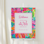 Hot Pink Orange Watercolor Flowers 40th Birthday Foam Board<br><div class="desc">Hot pink,  orange,  and green watercolor tropical floral 40th birthday party foam core "Welcome" sign.  Contact me for assistance with your customizations or to request additional matching or coordinating Zazzle products for your event.</div>