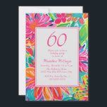 Hot Pink Orange Watercolor Flowers 60th Birthday Invitation<br><div class="desc">Hot pink,  orange,  and green watercolor tropical floral 60th birthday party invitation for her.  Contact me for assistance with your customizations or to request additional matching or coordinating Zazzle products for your event.</div>