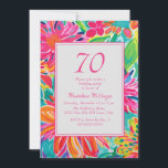 Hot Pink Orange Watercolor Flowers 70th Birthday Invitation<br><div class="desc">Hot pink,  orange,  and green watercolor tropical floral 70th birthday party invitation for her.  Contact me for assistance with your customizations or to request additional matching or coordinating Zazzle products for your event.</div>