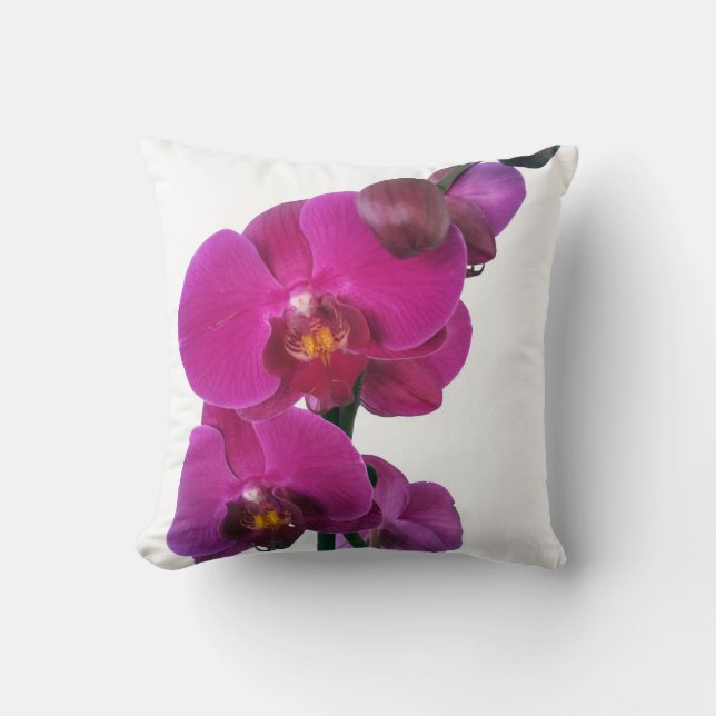 Hot Pink Orchid Throw Pillow (Front)