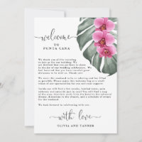 Hot Pink Orchids and Monstera Tropical Welcome
