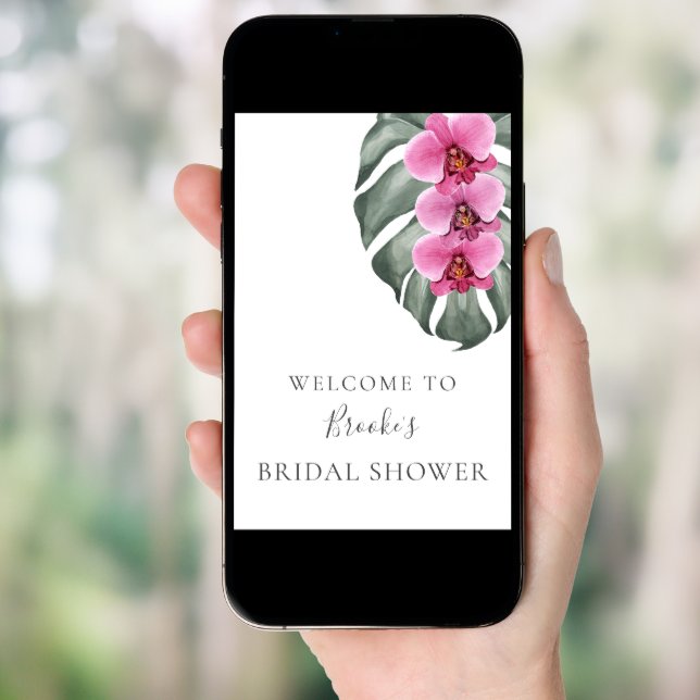 Hot Pink Orchids Bridal Shower Welcome Poster (Front Digital)