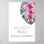 Hot Pink Orchids Bridal Shower Welcome Poster at Zazzle