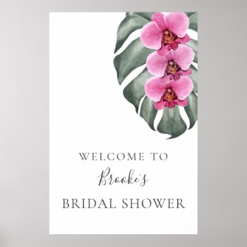 Hot Pink Orchids Bridal Shower Welcome Poster by Oasis_Landing at Zazzle