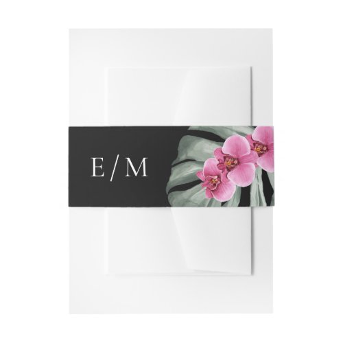 Hot Pink Orchids Elegant Tropical Wedding Invitation Belly Band