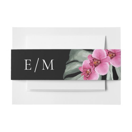 Hot Pink Orchids Elegant Tropical Wedding Invitation Belly Band