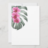 Hot Pink Orchids on Monstera Tropical Wedding Invitation (Back)