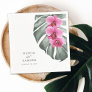 Hot Pink Orchids on Monstera Tropical Wedding Napkins