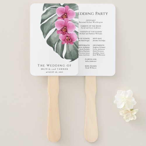 Hot Pink Orchids Tropical Floral Wedding Hand Fan