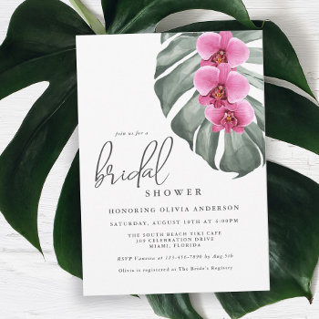 Hot Pink Orchids Tropical Paradise Bridal Shower Invitation by Oasis_Landing at Zazzle