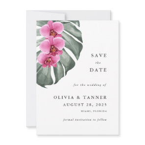 Hot Pink Orchids Tropical Paradise Save the Date Invitation