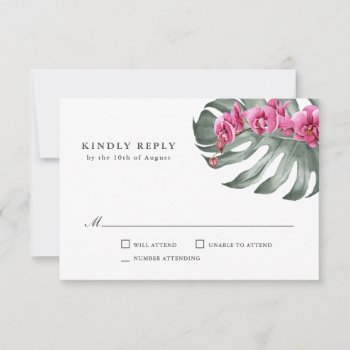 Hot Pink Orchids Tropical Wedding Rsvp by Oasis_Landing at Zazzle
