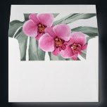 Hot Pink Orchids Tropical with Return Address Envelope<br><div class="desc">A lush tropical theme makes this envelope a beautiful choice for weddings or events with an island style or beach theme. The inside of the envelope has a watercolor floral motif with a Monstera with three hot pink - fuchsia orchids. The back flap of the envelope has an orchid branch...</div>