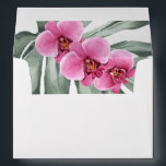 Hot Pink Orchids Tropical with Return Address Envelope<br><div class="desc">A lush tropical theme makes this envelope a beautiful choice for weddings or events with an island style or beach theme. The inside of the envelope has a watercolor floral motif with a Monstera with three hot pink - fuchsia orchids. The back flap of the envelope has an orchid branch...</div>