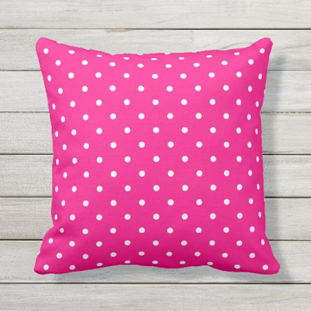 Hot Pink Outdoor Pillows - Polka Dot