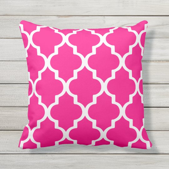 Hot Pink Outdoor Pillows Quatrefoil Lattice