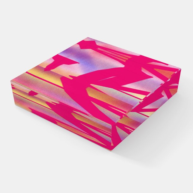 Hot Pink Outta Control glass square paperweight (Angled)