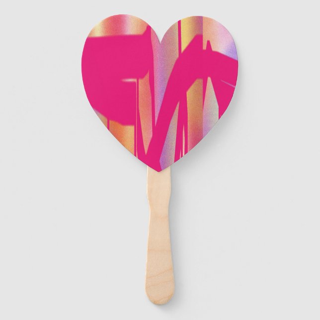 Hot Pink Outta Control heart hand fans (Front)