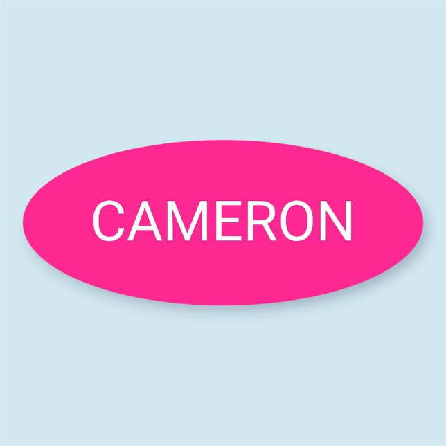 Hot Pink Oval Name Tag Badge Pin or Magnetic 3 in (MISOOK Hot Pink Oval Name Tag)
