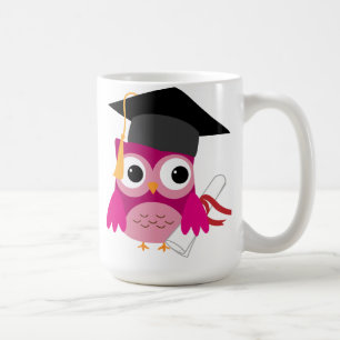 Hot Pink Owl with Diploma Graduation Mug