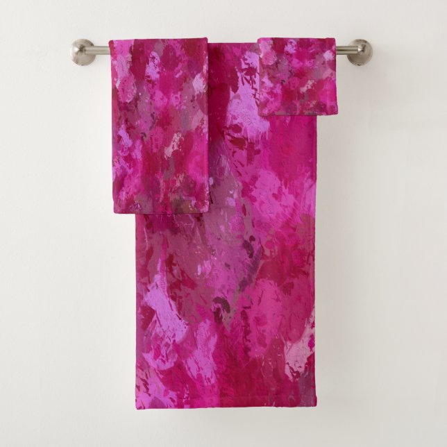 Hot Pink Paint Balls Bath Towel Set (Insitu)