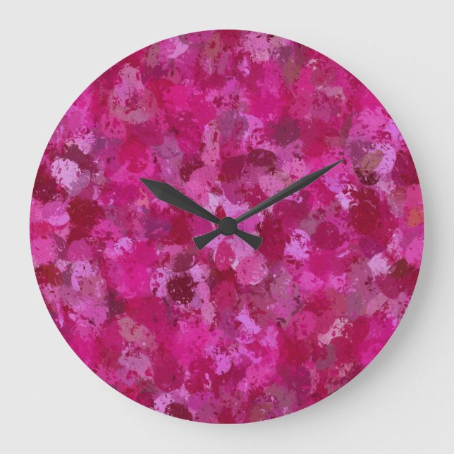 Hot Pink Paint Balls Large Clock (Front)
