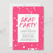 Hot Pink Paint Splatter Photo Graduation Party Invitation (Back)