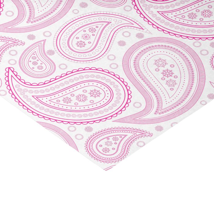 Paisley Hot Pink on White Tissue Paper